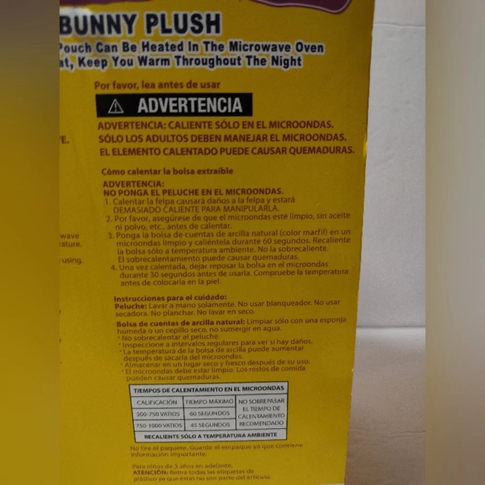 Peeps Heatable Bunny Plush. Microwavable beads Approx 11